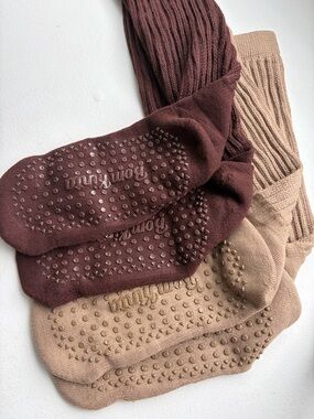 Pilates Socks - Brown & Beige